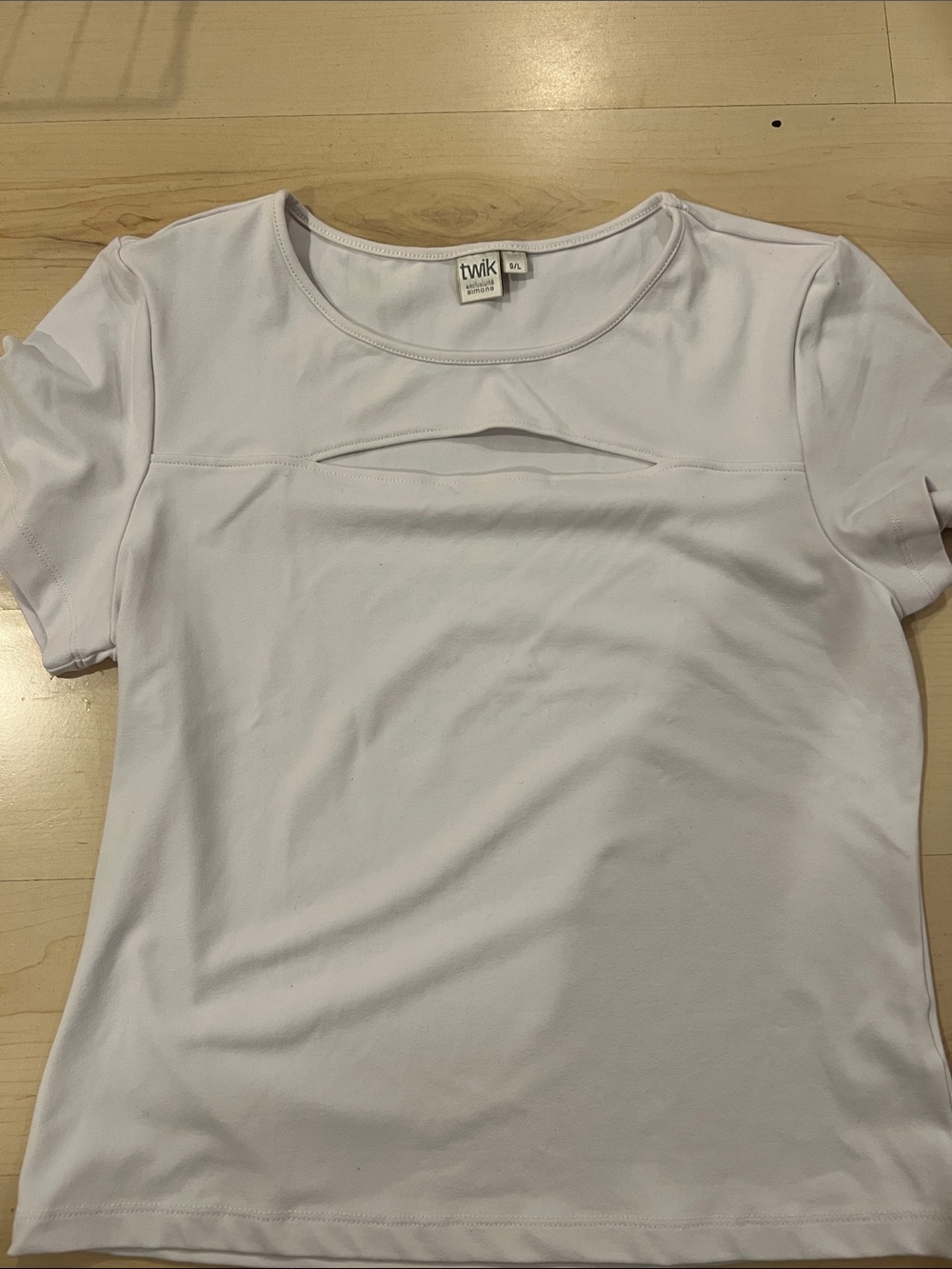 twik White Short Sleeve Top with Front Cutout